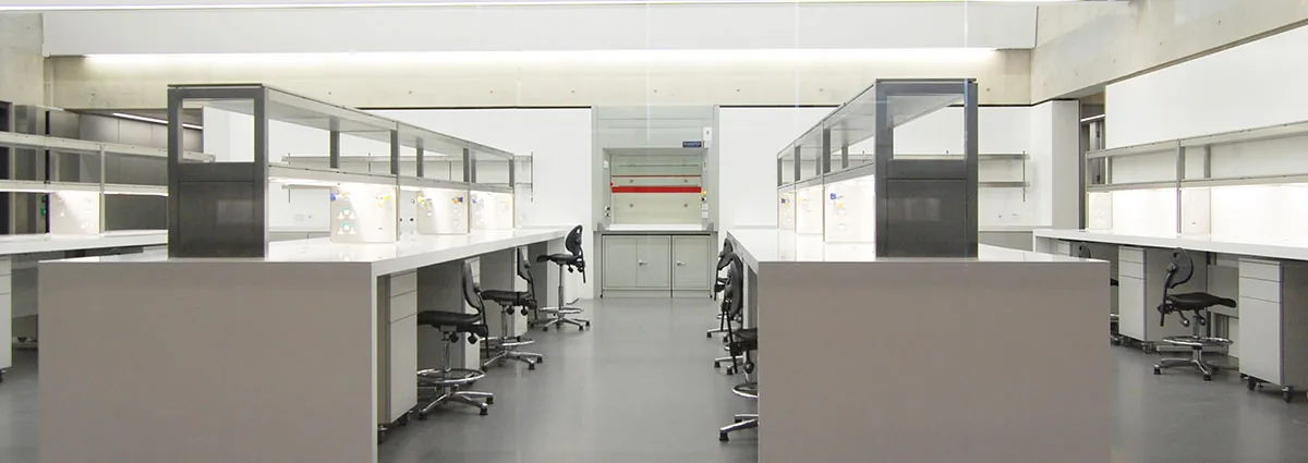 Epoxy resin worksurfaces installed in a laboratory