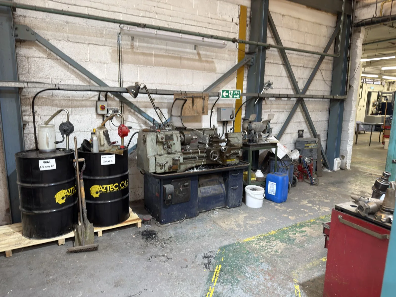 Tool room at the Simmons works, with a centre lathe