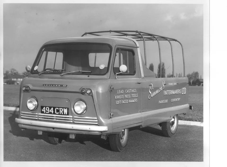A Leyland 15 pickup lettered Simmons (Patternmakers) Ltd, Parkside, Coventry: lead castings, Kirksite press tools, soft faced hammers