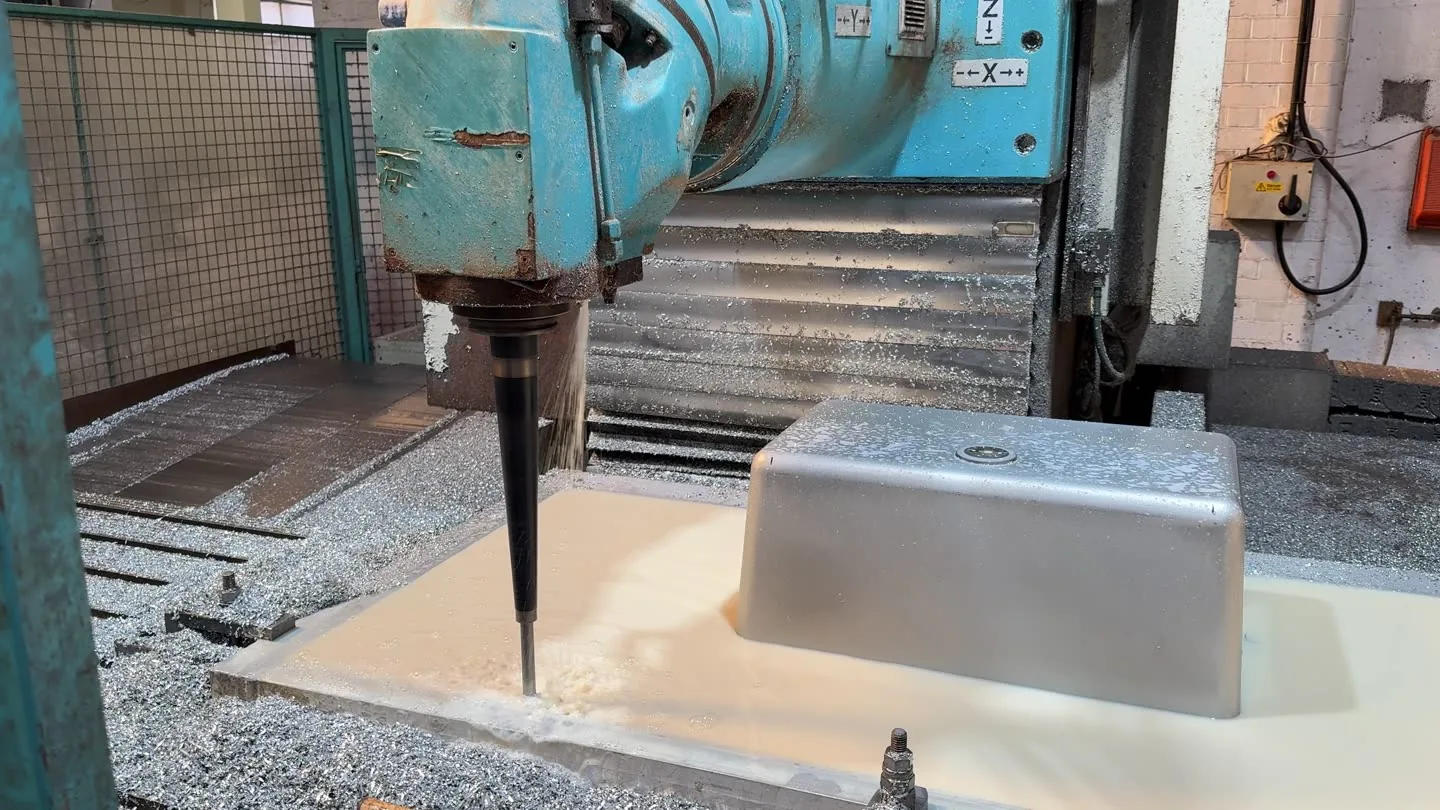 The CNC machining centre at work